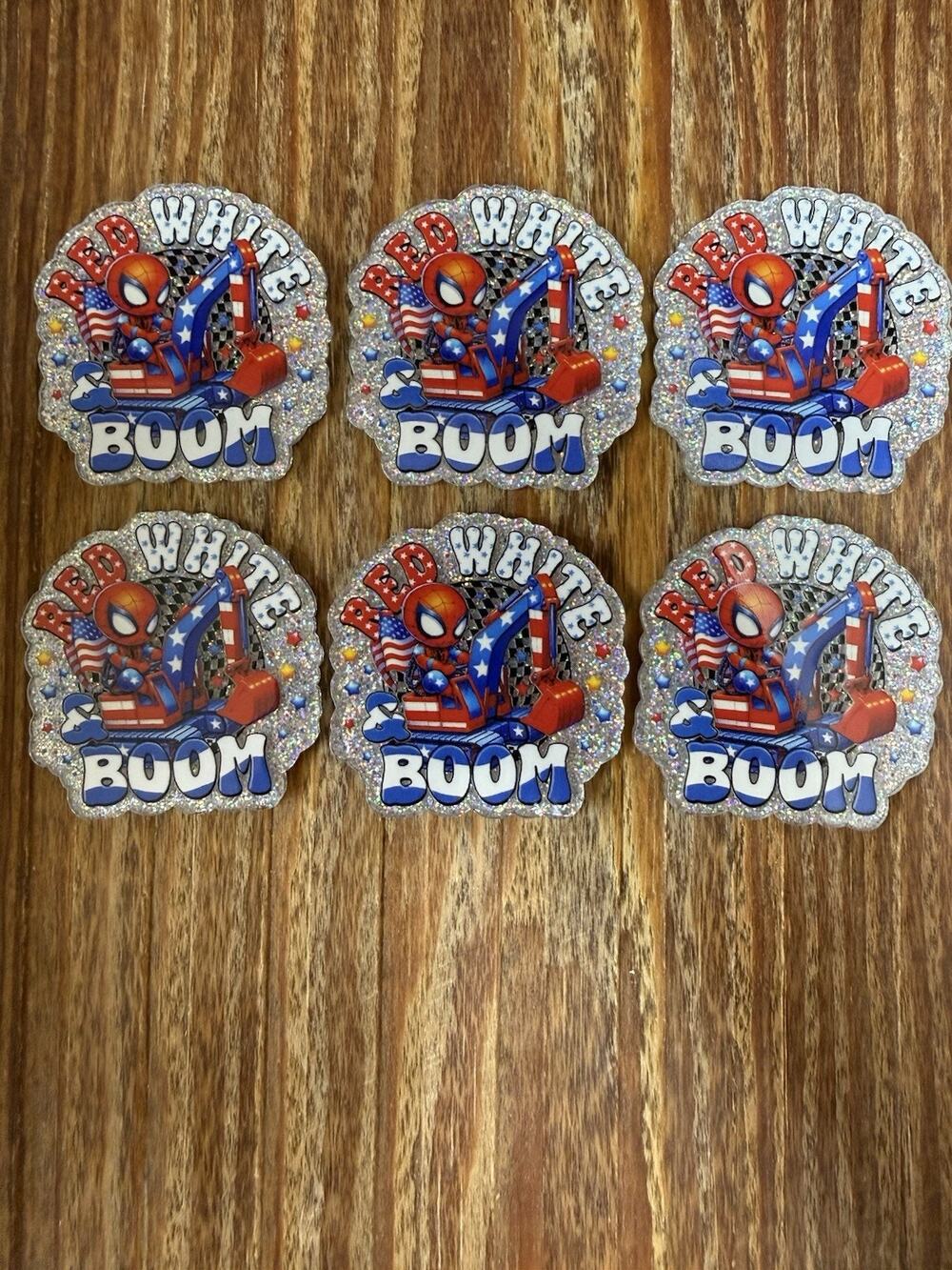 6 Pc USA Spiderman Acrylic Flatbacks